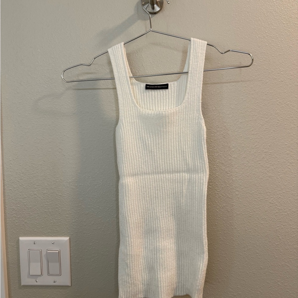 Brandy Melville White Knitted Tank Top